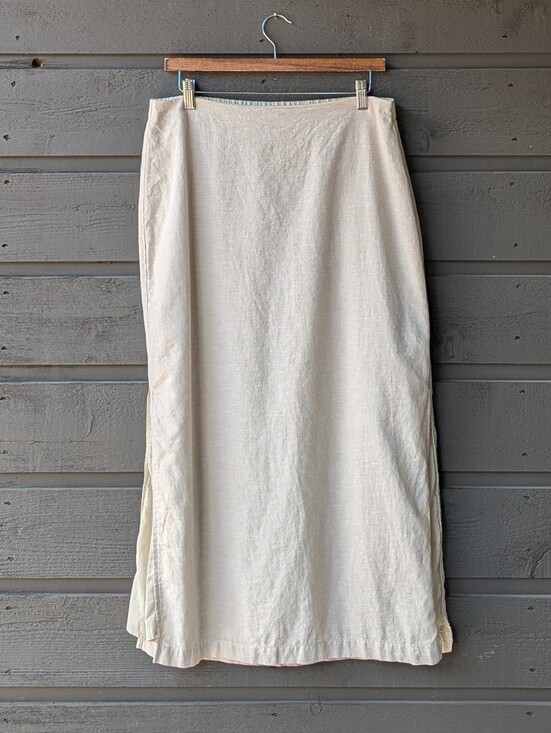 GAP Dresses & Skirts - GAP Cream Pull-On Flax Linen Maxi Skirt with Side Slits Size Large